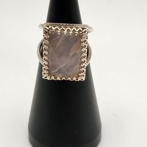 Beautiful large Amethyst (tested) 925 Sterling square rectangular size 6 ring!